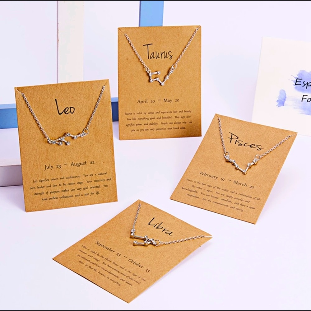 12 Zodiac necklace Jewelry Constellation Star Sign Charm Delicate Astrology.